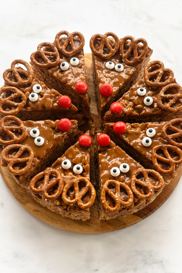 biscoff reindeer rice krispie treats