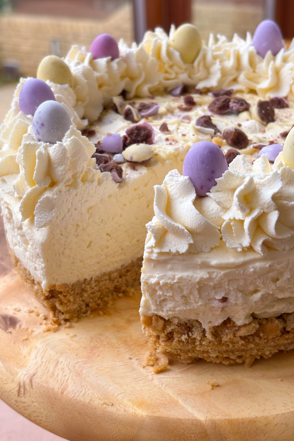 easter cheesecake, no bake with cadburys mini eggs
