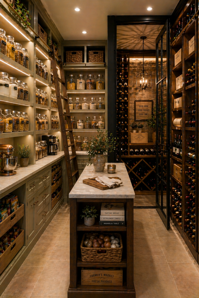 dream pantry with wine cellar