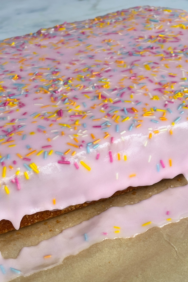pink icing on school cake