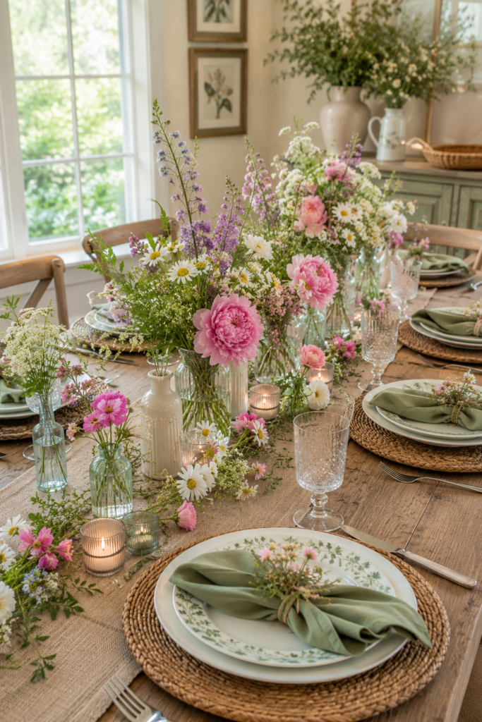 garden party with fresh flowers