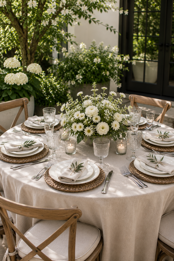 round floral table setting idea