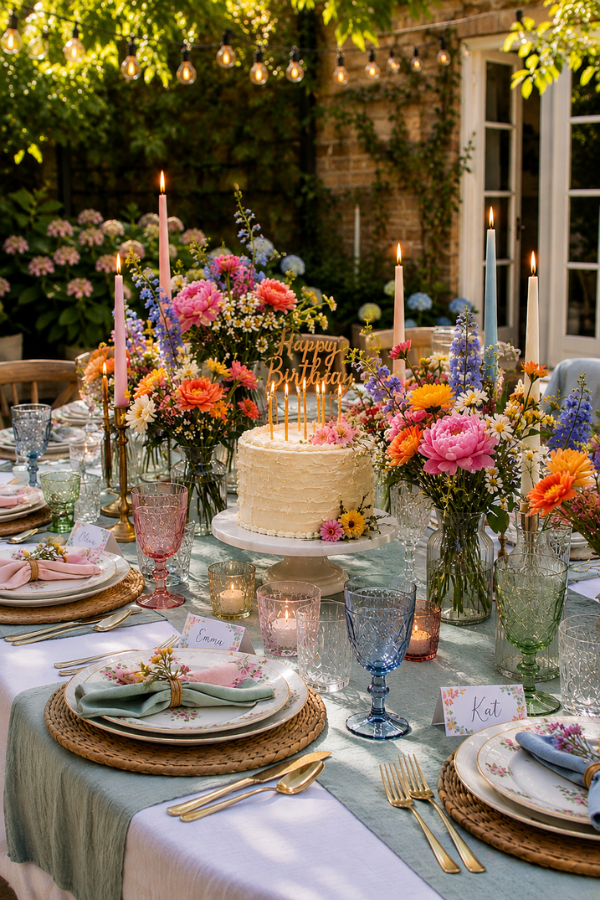 summer birthday table setting